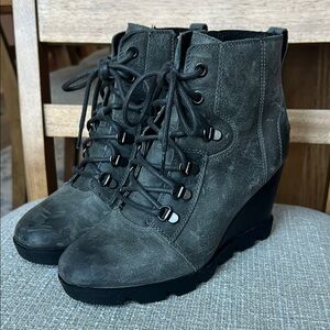 Sorel Burnished Grey Joan Uptown Leather Boots! Womens 8